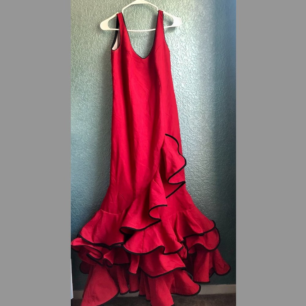 Handmade in Malaga, Spain Red Flamenco Dress
